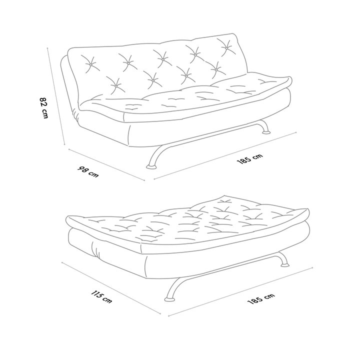 Atelier Del Sofa Rivo Sofá-Cama de 3 Plazas Gris